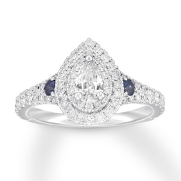 Neil Lane Diamond & Sapphire Engagement Ring 1 ct tw 14K White Gold