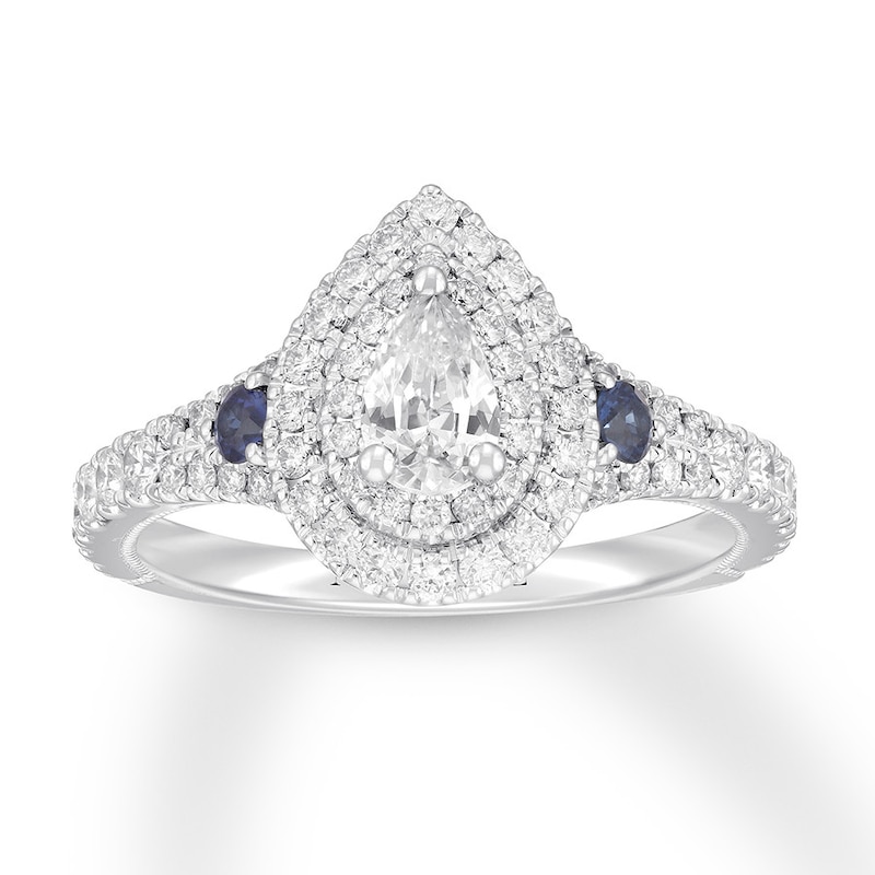 Main Image 1 of Neil Lane Diamond & Sapphire Engagement Ring 1 ct tw 14K White Gold