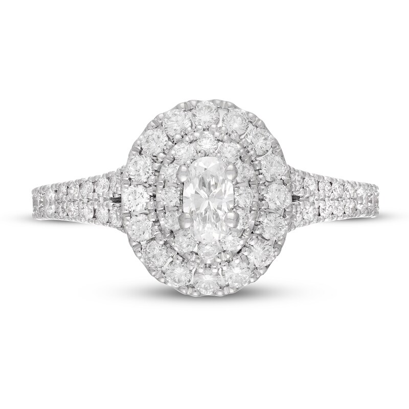Neil Lane Diamond Engagement Ring 7/8 ct tw Oval/Round 14K White Gold