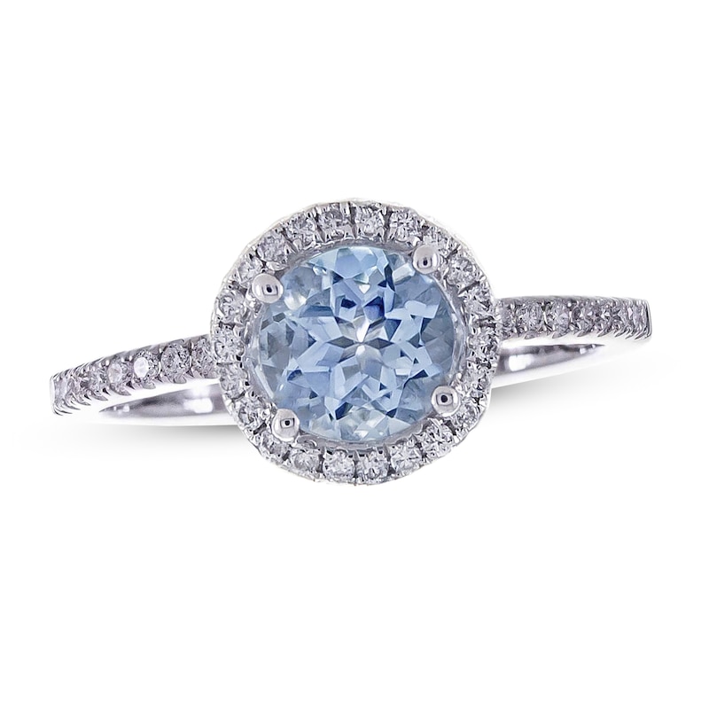 Main Image 1 of Aquamarine Diamond Engagement Ring 1/5 ct tw 14K White Gold