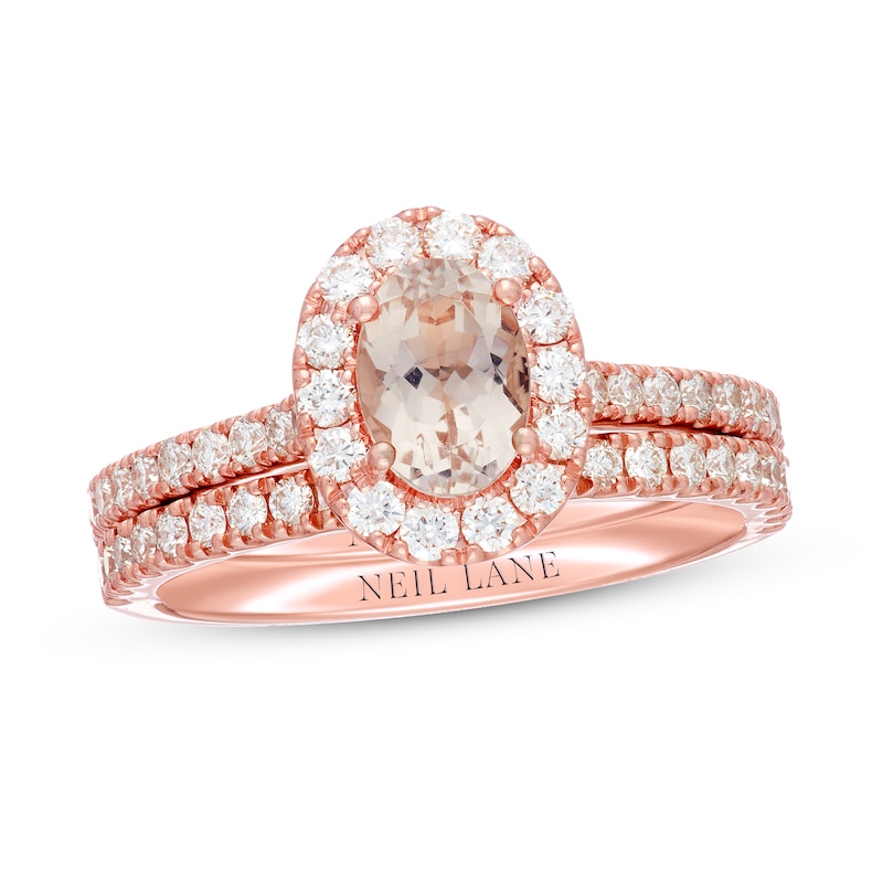 Main Image 1 of Neil Lane Morganite Bridal Set 7/8 ct tw Diamonds 14K Rose Gold
