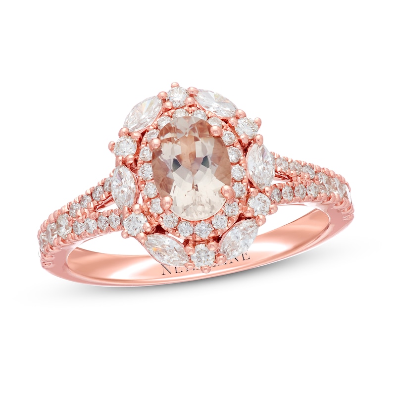 Neil Lane Morganite Engagement Ring 3/4 ct tw Diamonds 14K Rose Gold