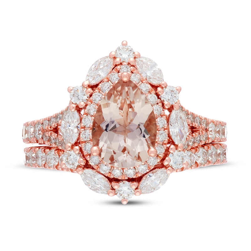 Main Image 3 of Neil Lane Morganite Bridal Set 1-1/3 ct tw Diamonds 14K Rose Gold