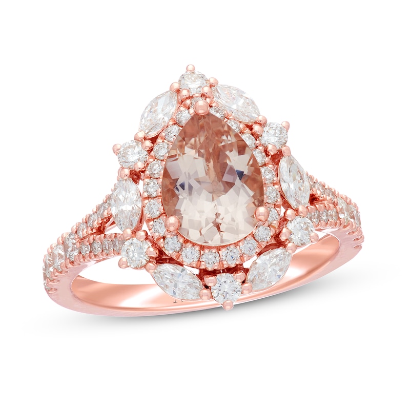 Main Image 1 of Neil Lane Morganite Engagement Ring 1 ct tw Diamonds 14K Rose Gold