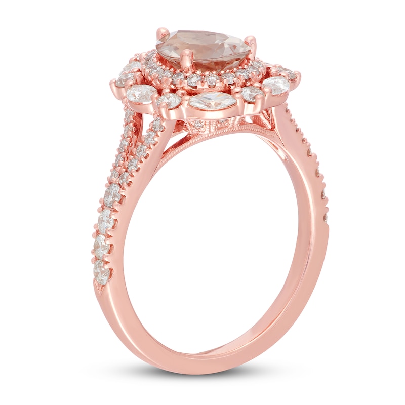 Neil Lane Morganite Engagement Ring 1 ct tw Diamonds 14K Rose Gold