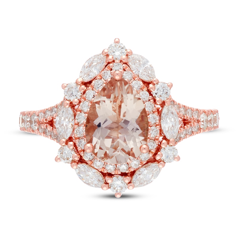 Neil Lane Morganite Engagement Ring 1 ct tw Diamonds 14K Rose Gold