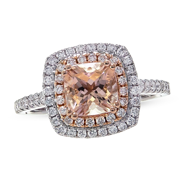 Main Image 1 of Morganite Engagement Ring 5/8 ct tw Diamonds 14K Two-Tone Gold