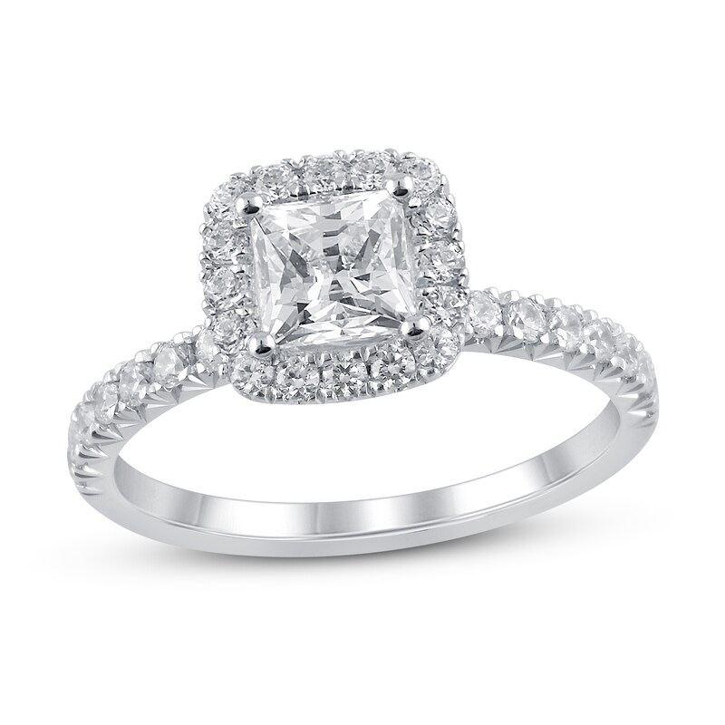 Diamond Engagement Ring 1-1/8 ct tw Princess/Round-cut 14K White Gold