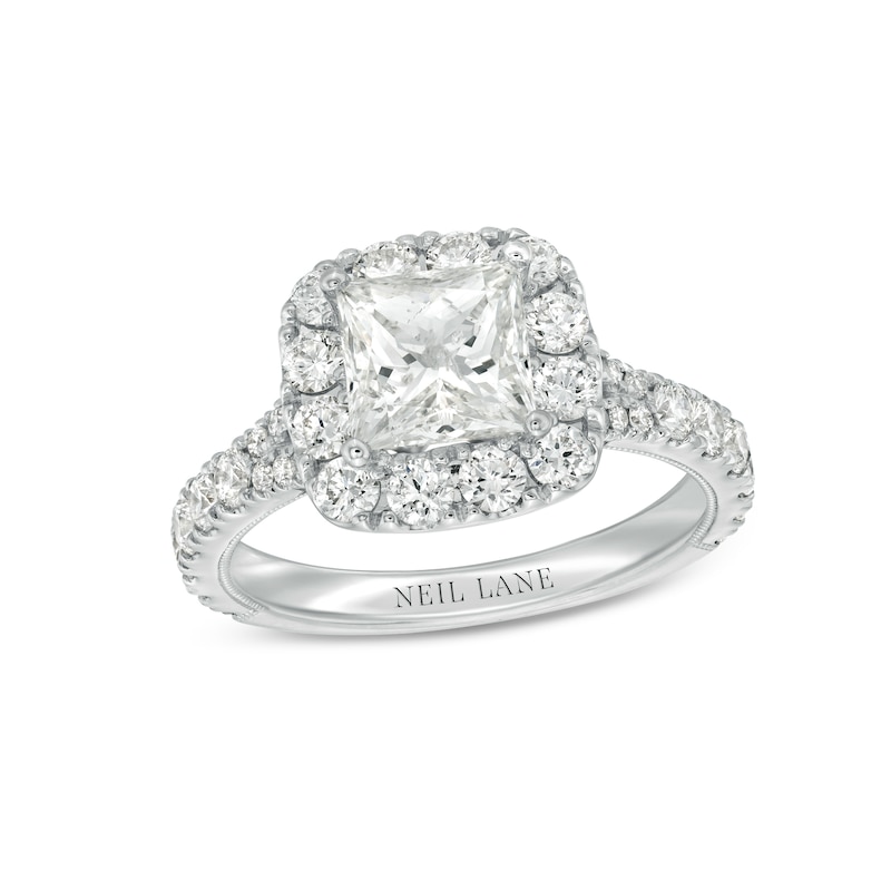 Neil Lane Diamond Engagement Ring 2-5/8 ct tw Princess/Round 14K White Gold with 360