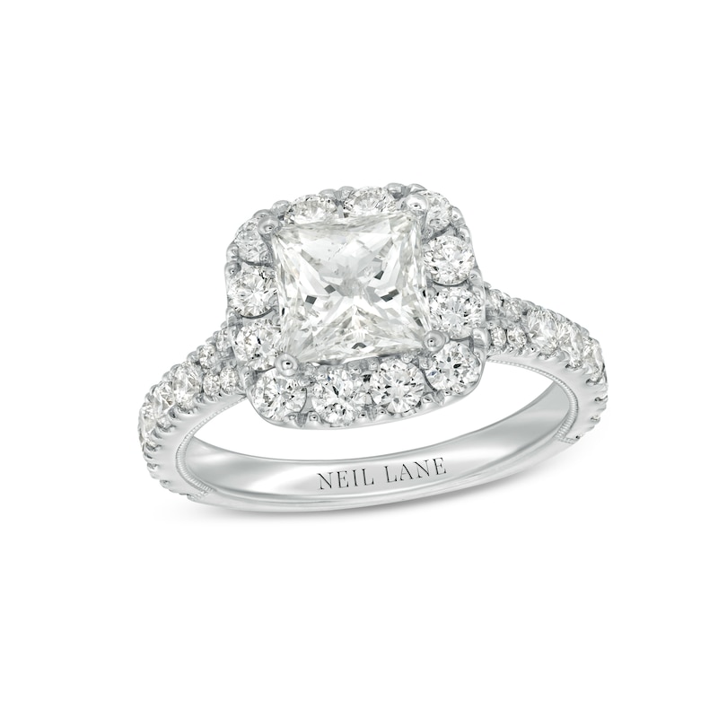 Neil Lane Diamond Engagement Ring 2-5/8 ct tw Princess/Round 14K White Gold