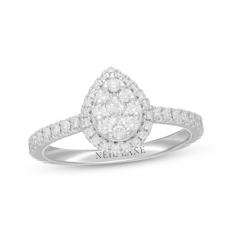 Neil Lane Diamond Engagement Ring 3/4 ct tw Pear & Round-cut 14K White Gold with 360