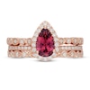 Thumbnail Image 3 of Neil Lane Pear Shaped-cut Garnet and Diamond Bridal Set 1/2 ct tw 14K Rose Gold