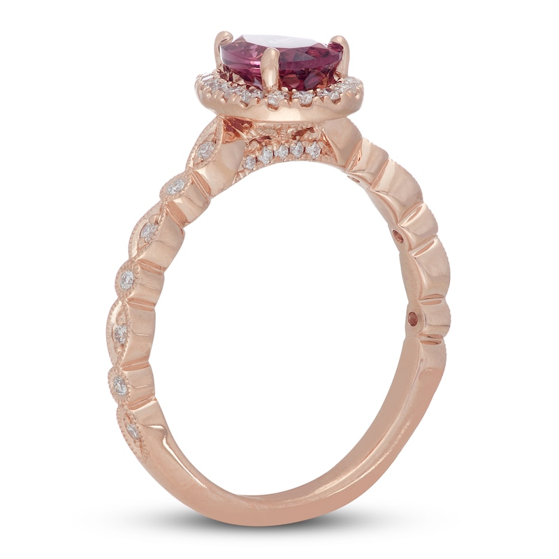 Neil Lane Garnet Engagement Ring 1/4 ct tw Pear & Round-cut 14K Rose Gold