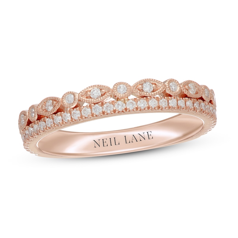 Main Image 7 of Neil Lane Diamond Wedding Band 1/4 ct tw Round-cut 14K Rose Gold