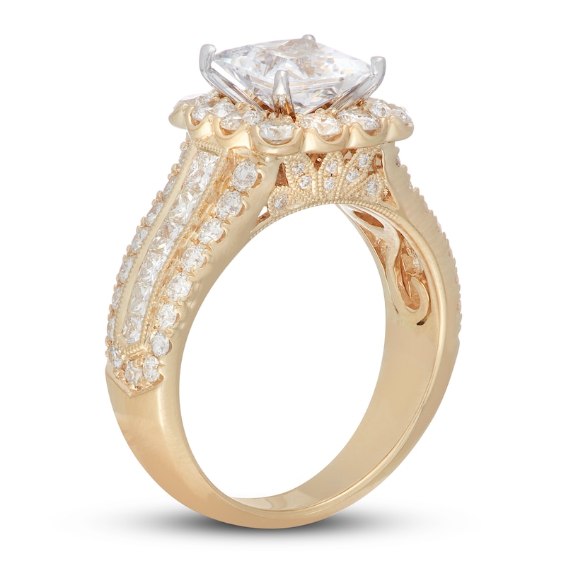 Neil Lane Diamond Engagement Ring 3 ct tw Princess/Round 14K Yellow Gold