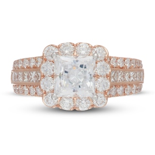 Neil Lane Diamond Engagement Ring 3 ct tw Princess/Round 14K Rose Gold ...