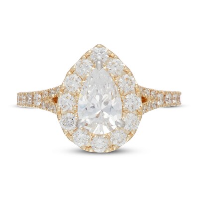 Neil Lane Diamond Engagement Ring 1-7/8 ct tw Pear/Round 14K Yellow ...