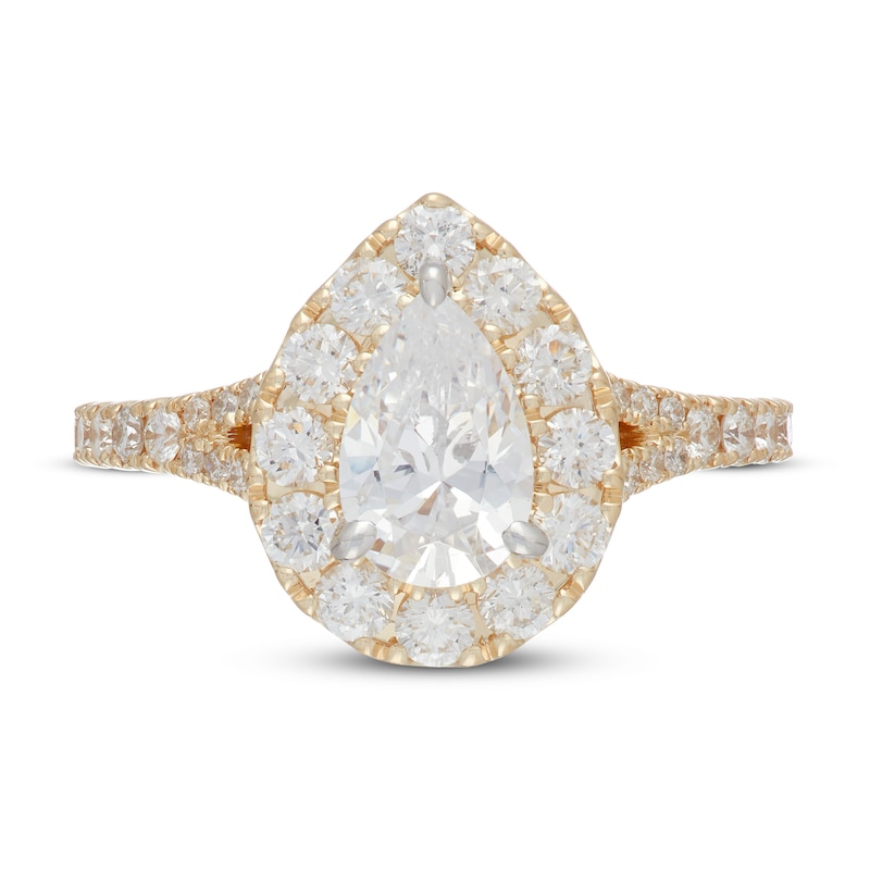 Neil Lane Diamond Engagement Ring 1-7/8 ct tw Pear/Round 14K Yellow Gold
