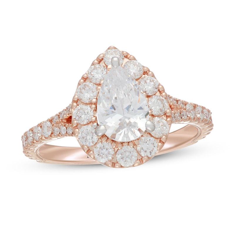 Neil Lane Diamond Engagement Ring 1-7/8 ct tw Pear/Round 14K Rose Gold
