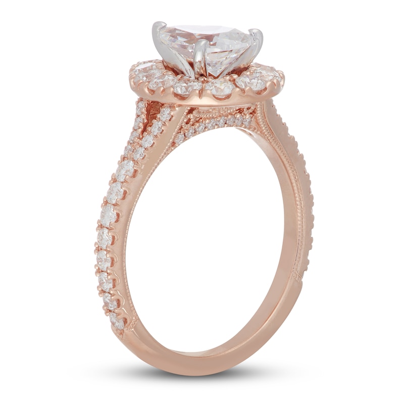 Neil Lane Diamond Engagement Ring 1-7/8 ct tw Pear/Round 14K Rose Gold