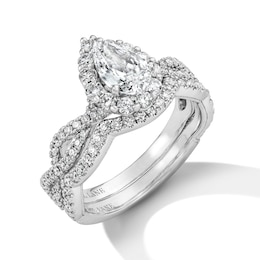 Neil Lane Diamond Bridal Set 1-1/2 ct tw Pear & Round-cut 14K White Gold