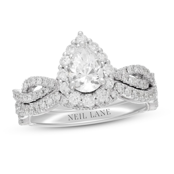 Neil Lane Diamond Bridal Set 1-1/2 ct tw Pear & Round-cut 14K White Gold