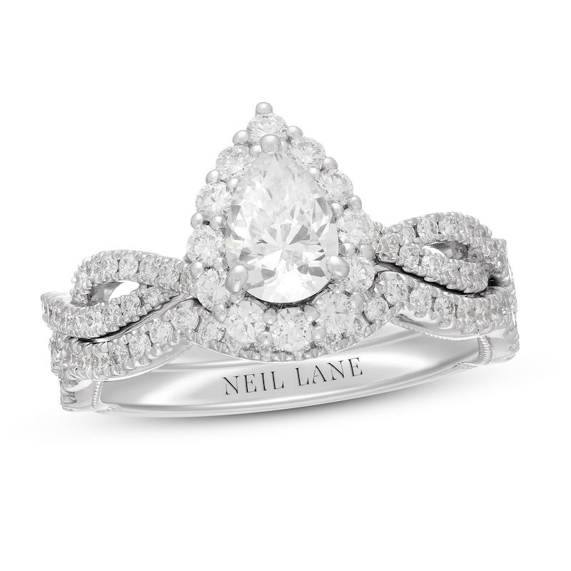 Main Image 1 of Neil Lane Diamond Bridal Set 1-1/2 ct tw Pear & Round-cut 14K White Gold
