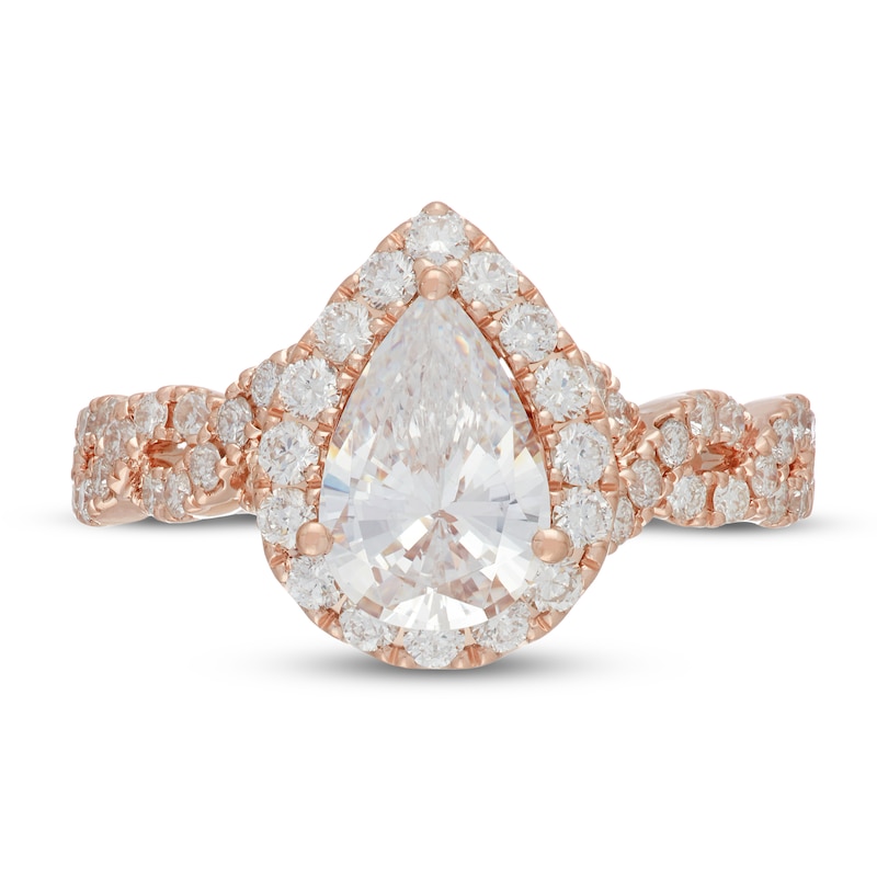Main Image 3 of Neil Lane Diamond Engagement Ring 2-1/8 ct tw Pear/Round 14K Rose Gold