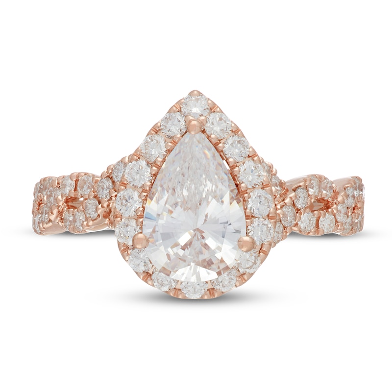 Neil Lane Diamond Engagement Ring 2-1/8 ct tw Pear/Round 14K Rose Gold ...