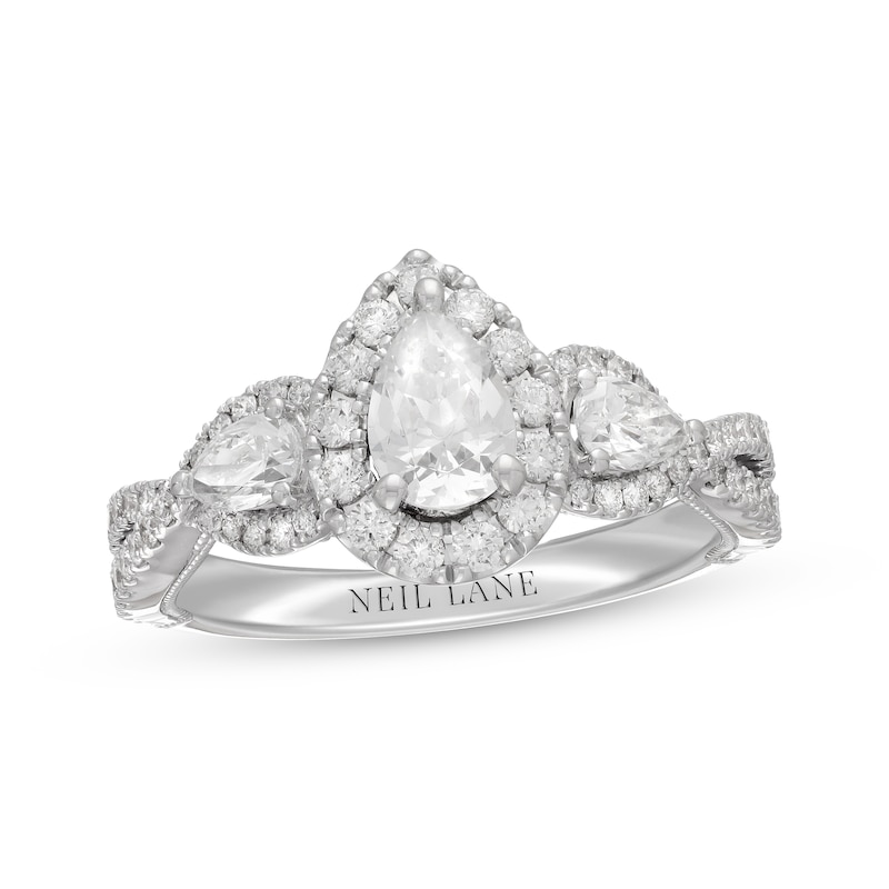 Neil Lane Diamond Engagement Ring 1-1/4 ct tw Pear/Round 14K White Gold