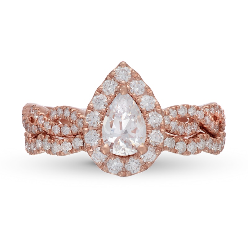 Main Image 3 of Neil Lane Diamond Bridal Set 1-1/2 ct tw Pear & Round-cut 14K Rose Gold