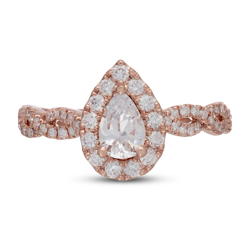 Main Image 6 of Neil Lane Diamond Engagement Ring 1-1/6 ct tw Pear/Round 14K Rose Gold