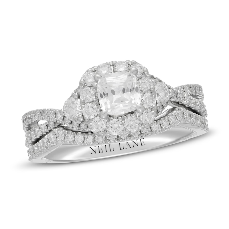 Neil Lane Diamond Bridal Set 1-1/3 ct tw Cushion & Round-Cut 14K White Gold