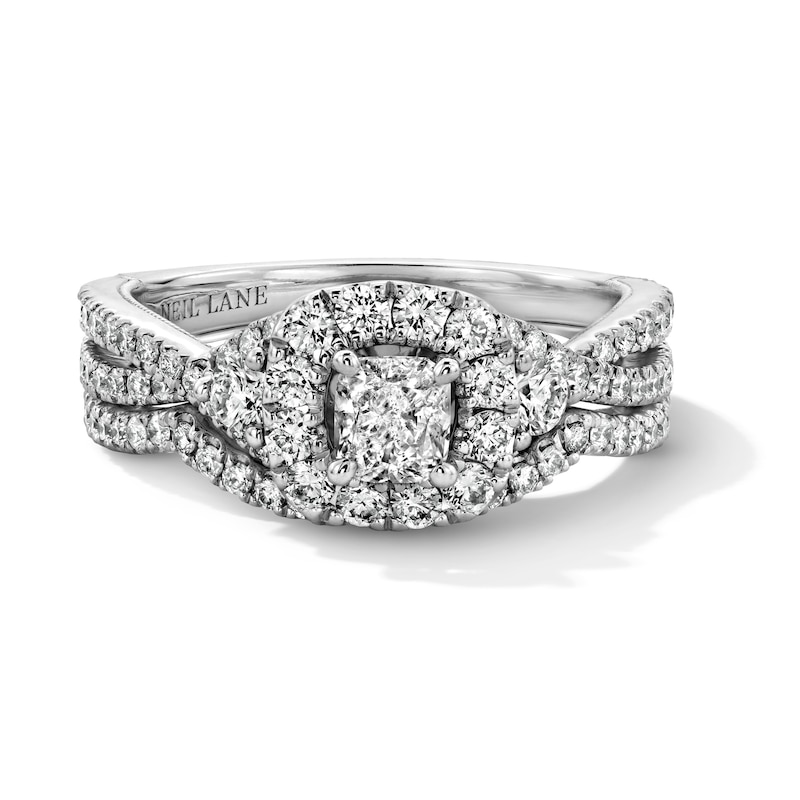 Main Image 4 of Neil Lane Diamond Bridal Set 1-1/3 ct tw Cushion & Round-Cut 14K White Gold
