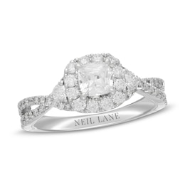 Neil Lane Diamond Engagement Ring 1-1/8 ct tw Cushion/Round 14K White Gold