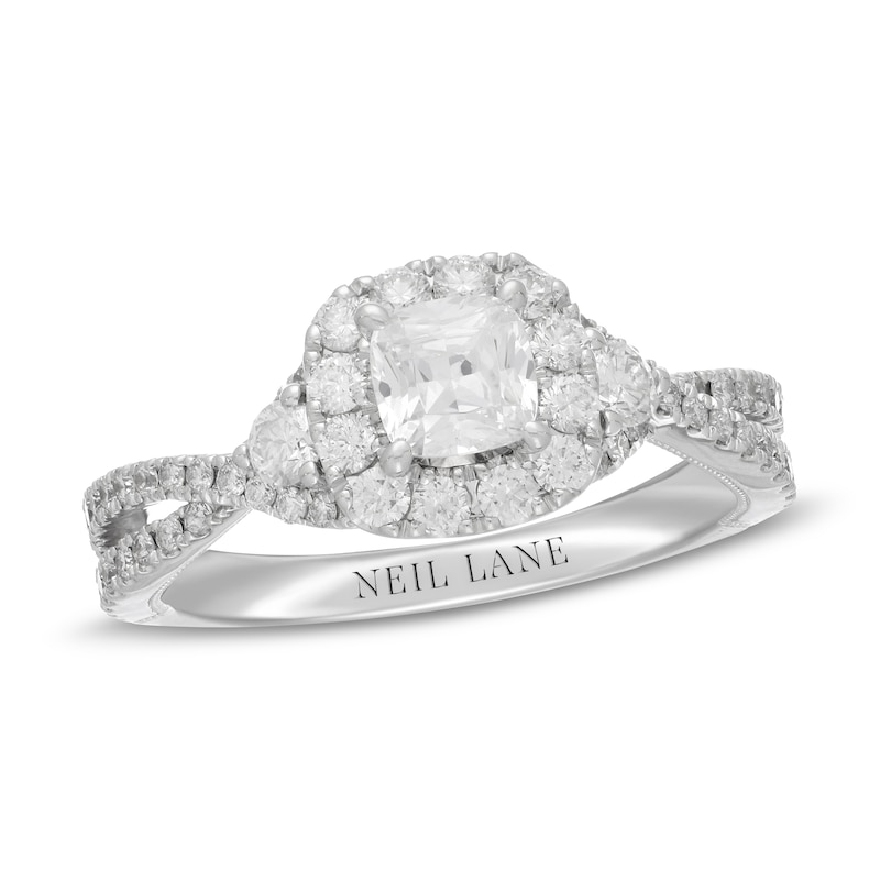 Main Image 4 of Neil Lane Diamond Engagement Ring 1-1/8 ct tw Cushion/Round 14K White Gold