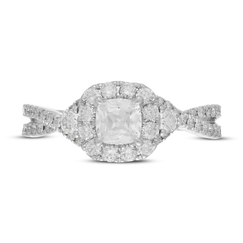 Main Image 6 of Neil Lane Diamond Engagement Ring 1-1/8 ct tw Cushion/Round 14K White Gold