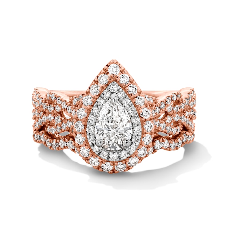 Main Image 3 of Neil Lane Diamond Bridal Set 1-3/8 ct tw Pear & Round-cut 14K Two-Tone Gold