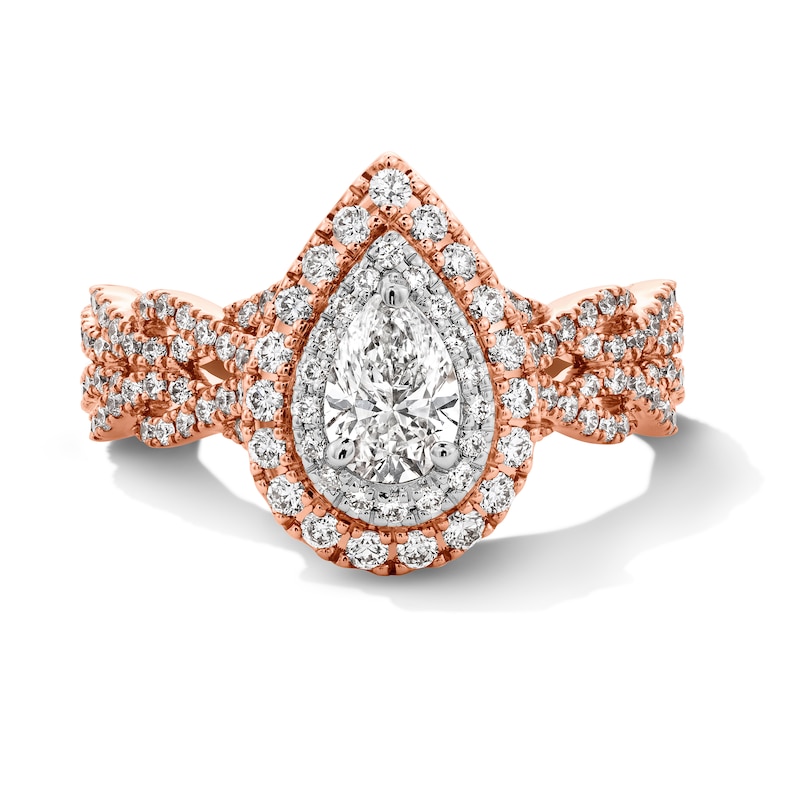 Main Image 6 of Neil Lane Diamond Engagement Ring 1-1/8 ct tw Pear/Round 14K Two-Tone Gold