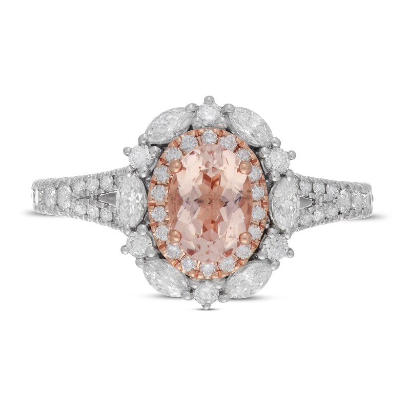 Neil Lane Oval-cut Morganite Engagement Ring 3/4 ct tw Diamonds 14K Two-Tone Gold