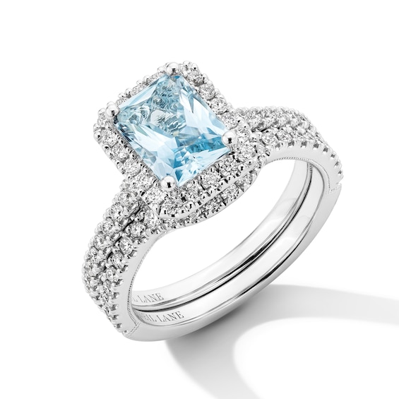 Neil Lane Radiant-cut Aquamarine Bridal Set 5/8 ct tw Diamonds 14K White Gold