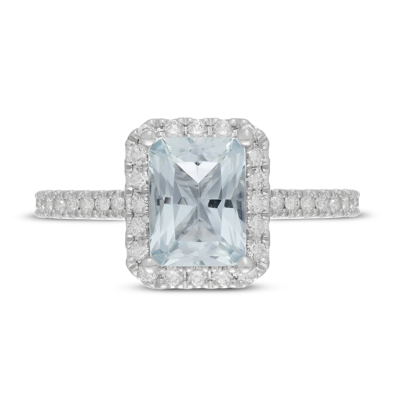Main Image 6 of Neil Lane Radiant-cut Aquamarine Engagement Ring 1/2 ct tw Diamonds 14K White Gold