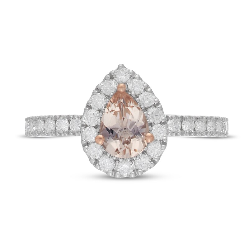 Neil Lane Pear-Shaped Morganite Engagement Ring 5/8 ct tw Diamonds 14K Two-Tone Gold