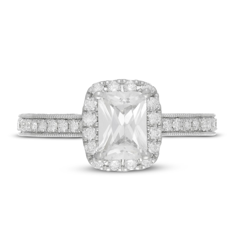 Neil Lane Diamond Engagement Ring 1-3/8 ct tw Radiant & Round 14K White Gold