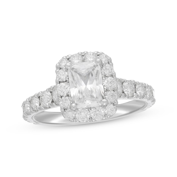 Kay Neil Lane Diamond Engagement Ring 2-1/4 ct tw Radiant & Round 14K White Gold