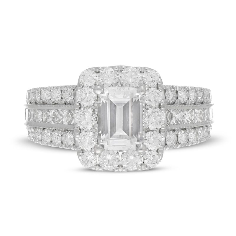 Main Image 3 of Neil Lane Engagement Ring 2-7/8 ct tw Emerald, Princess & Round 14K White Gold
