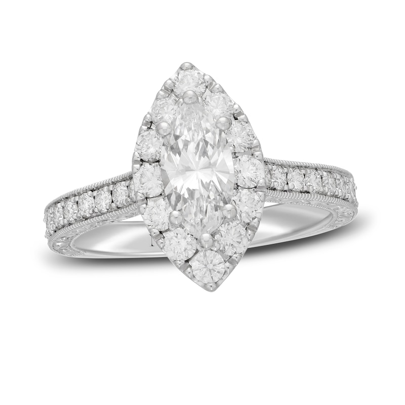 Neil Lane Diamond Engagement Ring 1-7/8 ct tw Marquise & Round 14K White Gold