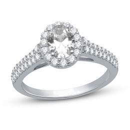 Diamond Engagement Ring 1-3/8 ct tw Oval/Round 14K White Gold