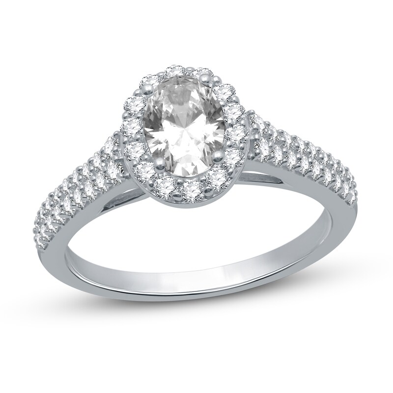 Main Image 1 of Diamond Engagement Ring 1-3/8 ct tw Oval/Round 14K White Gold