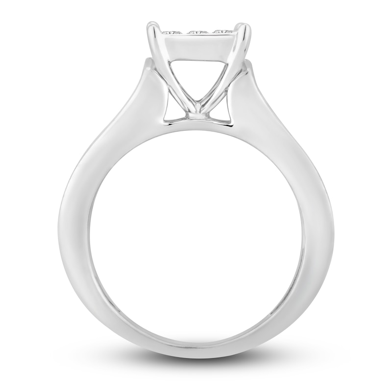 Diamond Engagement Ring 3/4 ct tw Princess/Round 10K White Gold